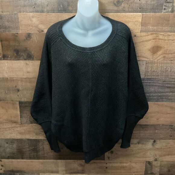 Devotion by Cyrus Sweater Crew Neck Black White Heather Batwing Sleeves Large - Picture 10 of 11
